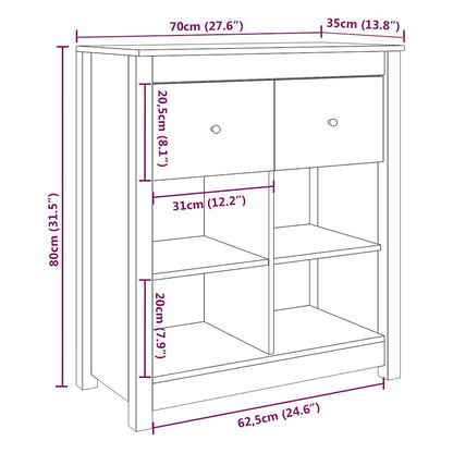 Sideboard Grey 70x35x80 cm Solid Wood Pine