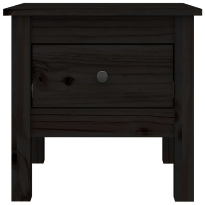Side Table Black 40x40x39 cm Solid Wood Pine