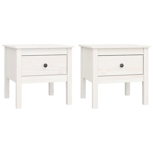 Side Tables 2 pcs White 50x50x49 cm Solid Wood Pine