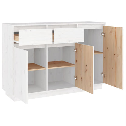Sideboard White 110x34x75 cm Solid Wood Pine