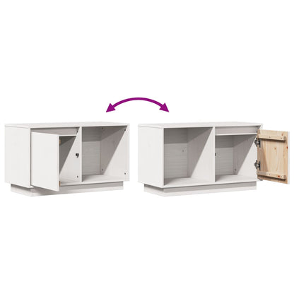 TV Cabinet White 74x35x44 cm Solid Wood Pine