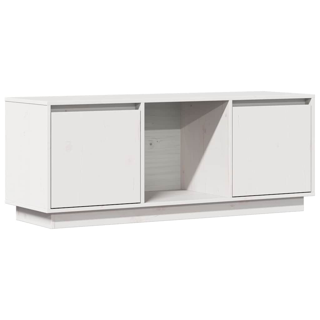 TV Cabinet White 110,5x35x44 cm Solid Wood Pine