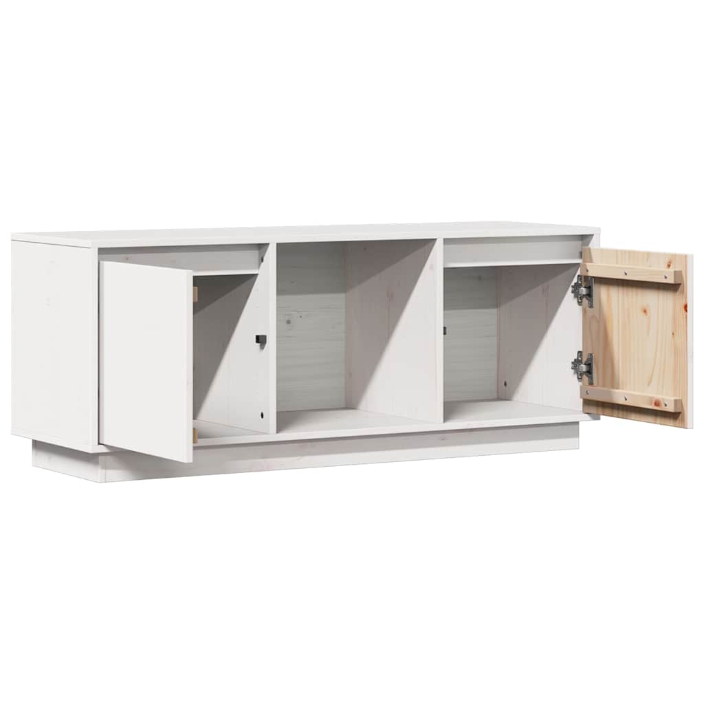 TV Cabinet White 110,5x35x44 cm Solid Wood Pine