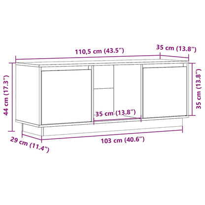TV Cabinet White 110,5x35x44 cm Solid Wood Pine