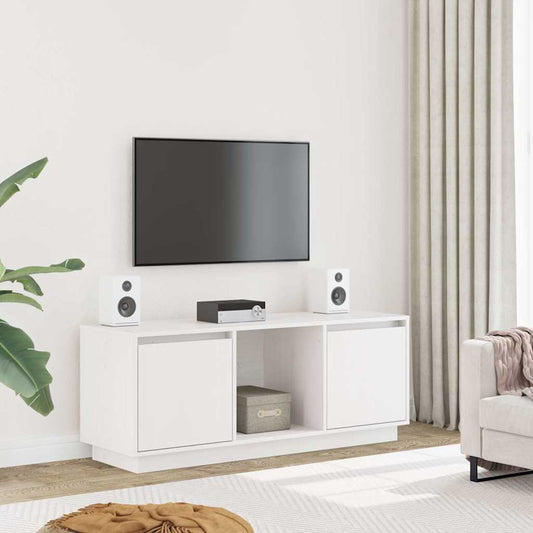 TV Cabinet White 110,5x35x44 cm Solid Wood Pine