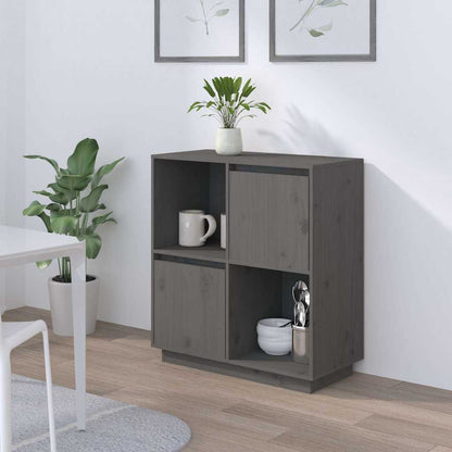 Sideboard Grey 74x35x80 cm Solid Wood Pine