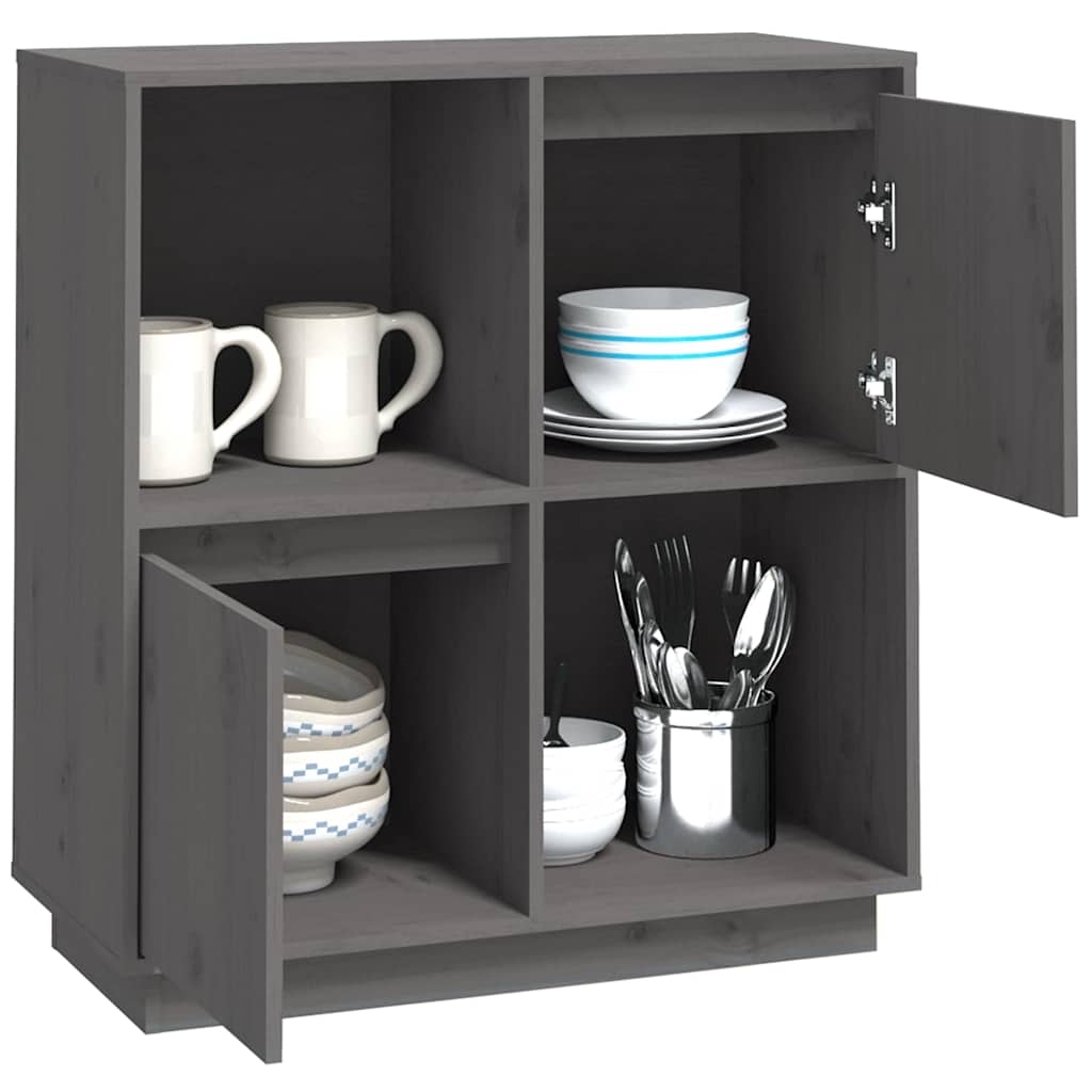 Sideboard Grey 74x35x80 cm Solid Wood Pine