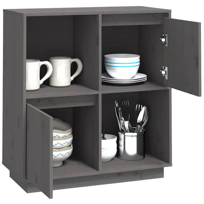 Sideboard Grey 74x35x80 cm Solid Wood Pine