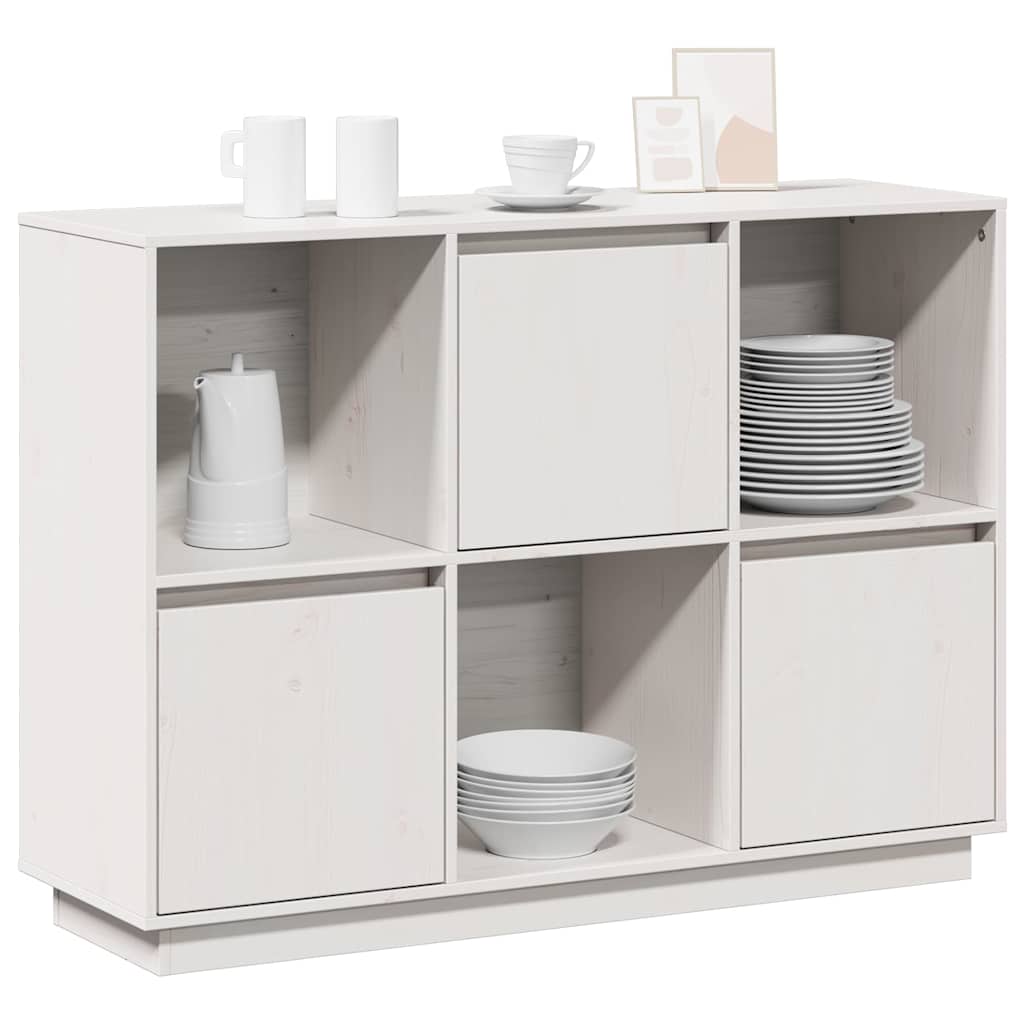 Sideboard White 110,5x35x80 cm Solid Wood Pine
