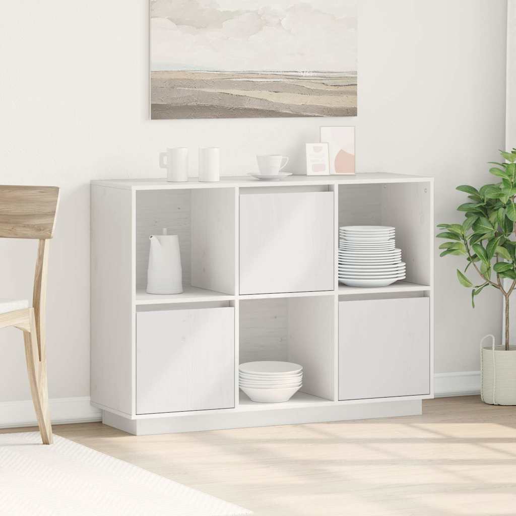 Sideboard White 110,5x35x80 cm Solid Wood Pine