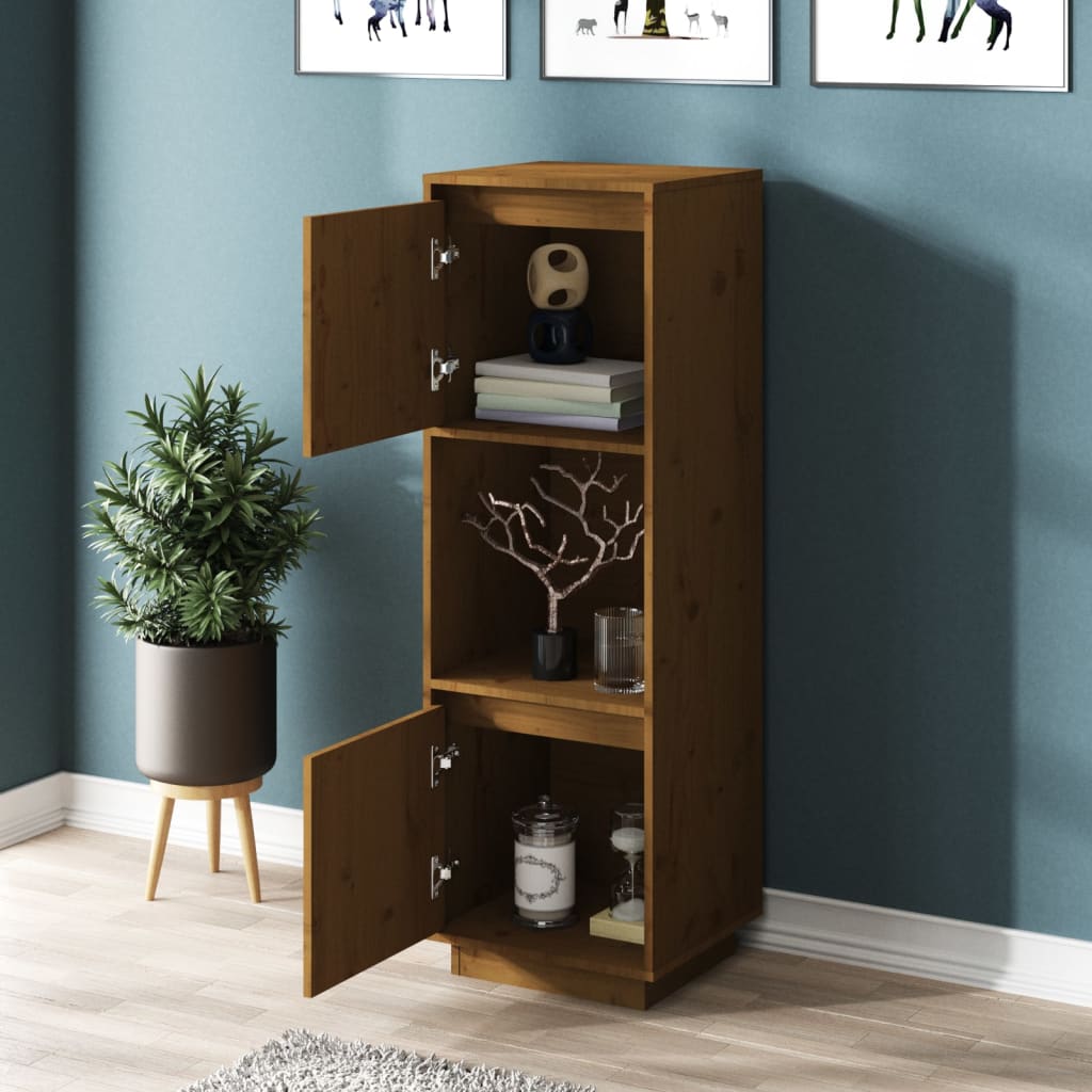 Highboard Honey Brown 38x35x117 cm Solid Wood Pine
