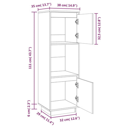 Highboard Honey Brown 38x35x117 cm Solid Wood Pine