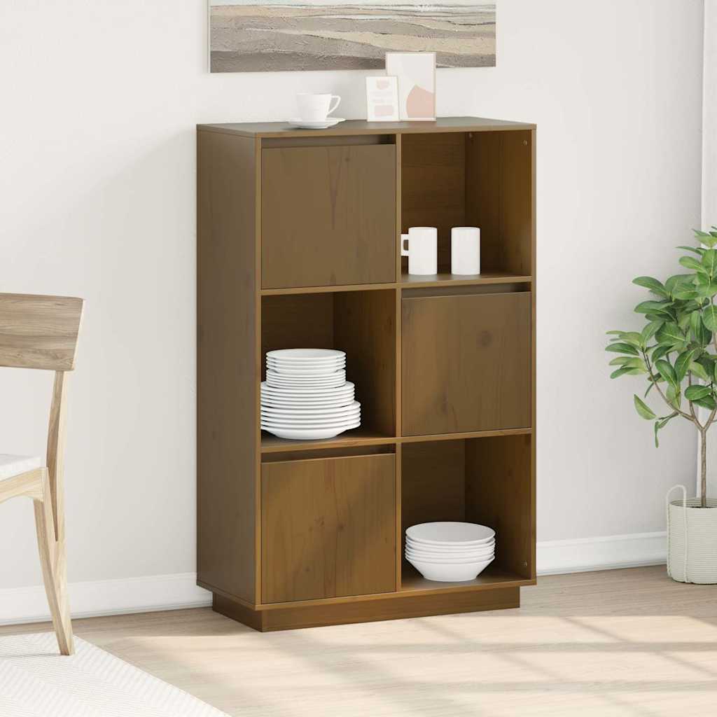 Highboard Honey Brown 74x35x117 cm Solid Wood Pine