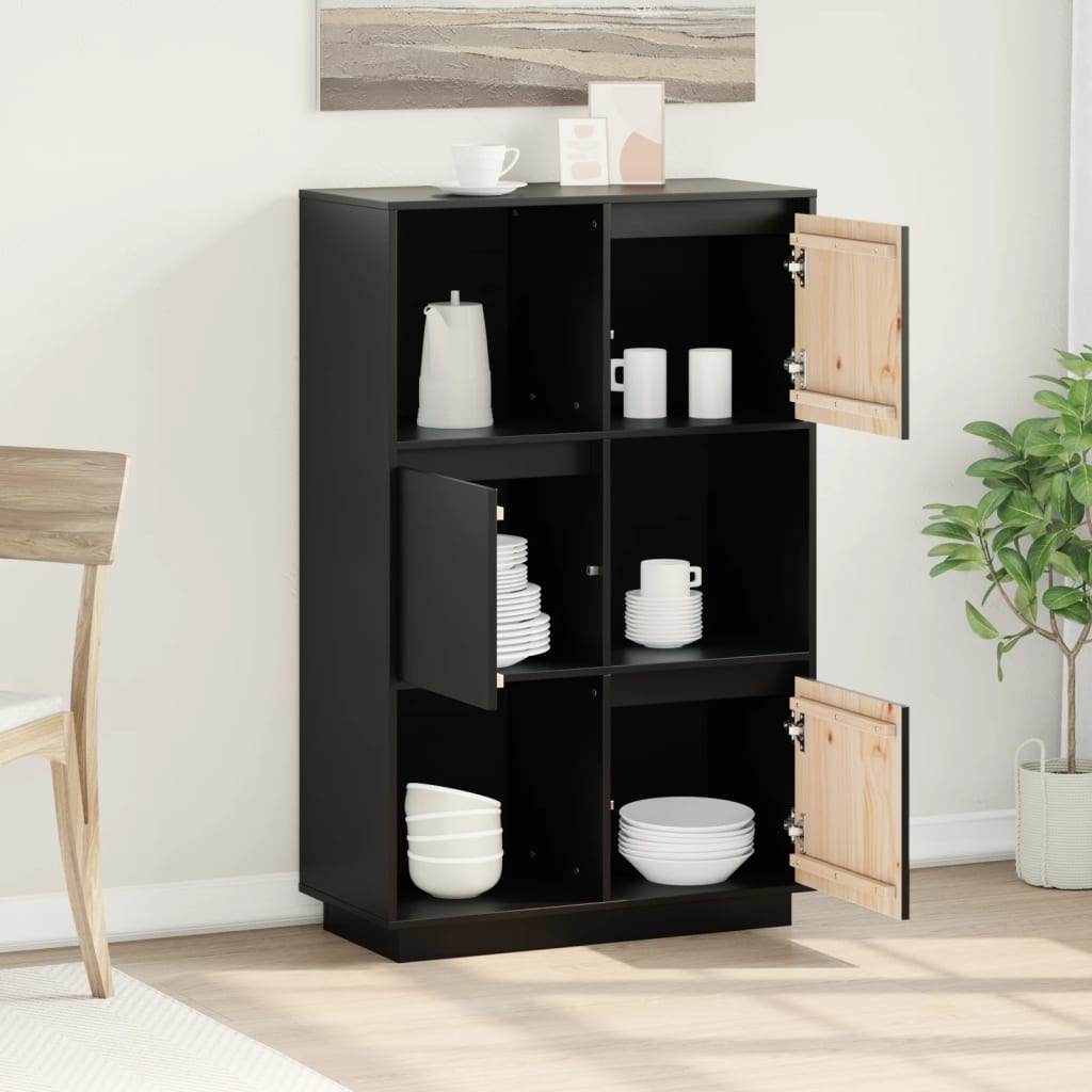 Highboard | Black | Solid pine wood | Medium | Reversible | Highboard