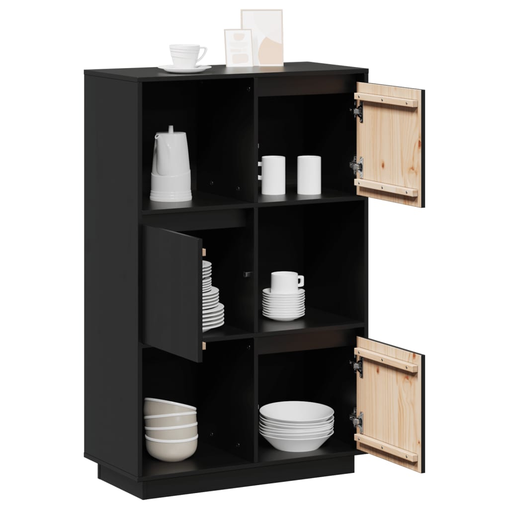 Highboard | Black | Solid pine wood | Medium | Reversible | Highboard