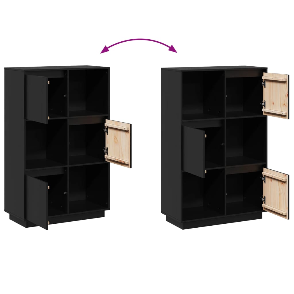 Highboard | Black | Solid pine wood | Medium | Reversible | Highboard