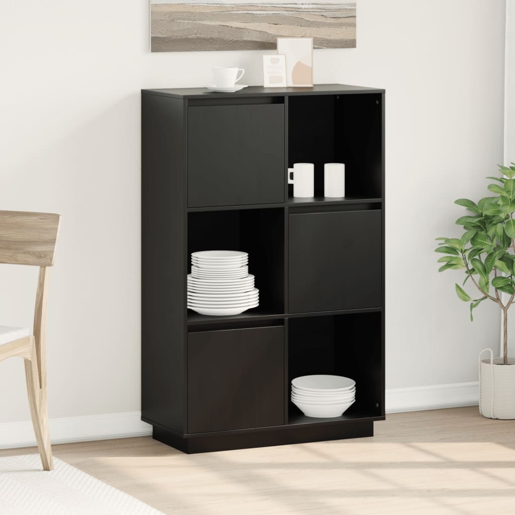 Highboard | Black | Solid pine wood | Medium | Reversible | Highboard
