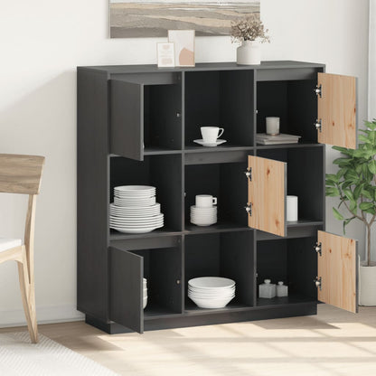 Highboard Grey 110.5x35x117 cm Solid Wood Pine