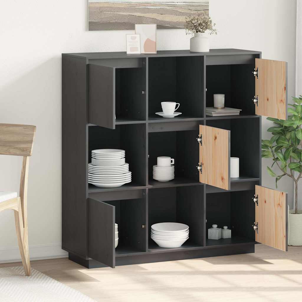 Highboard Grey 110,5x35x117 cm Solid Wood Pine
