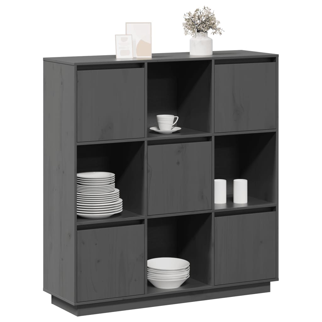 Highboard Grey 110.5x35x117 cm Solid Wood Pine