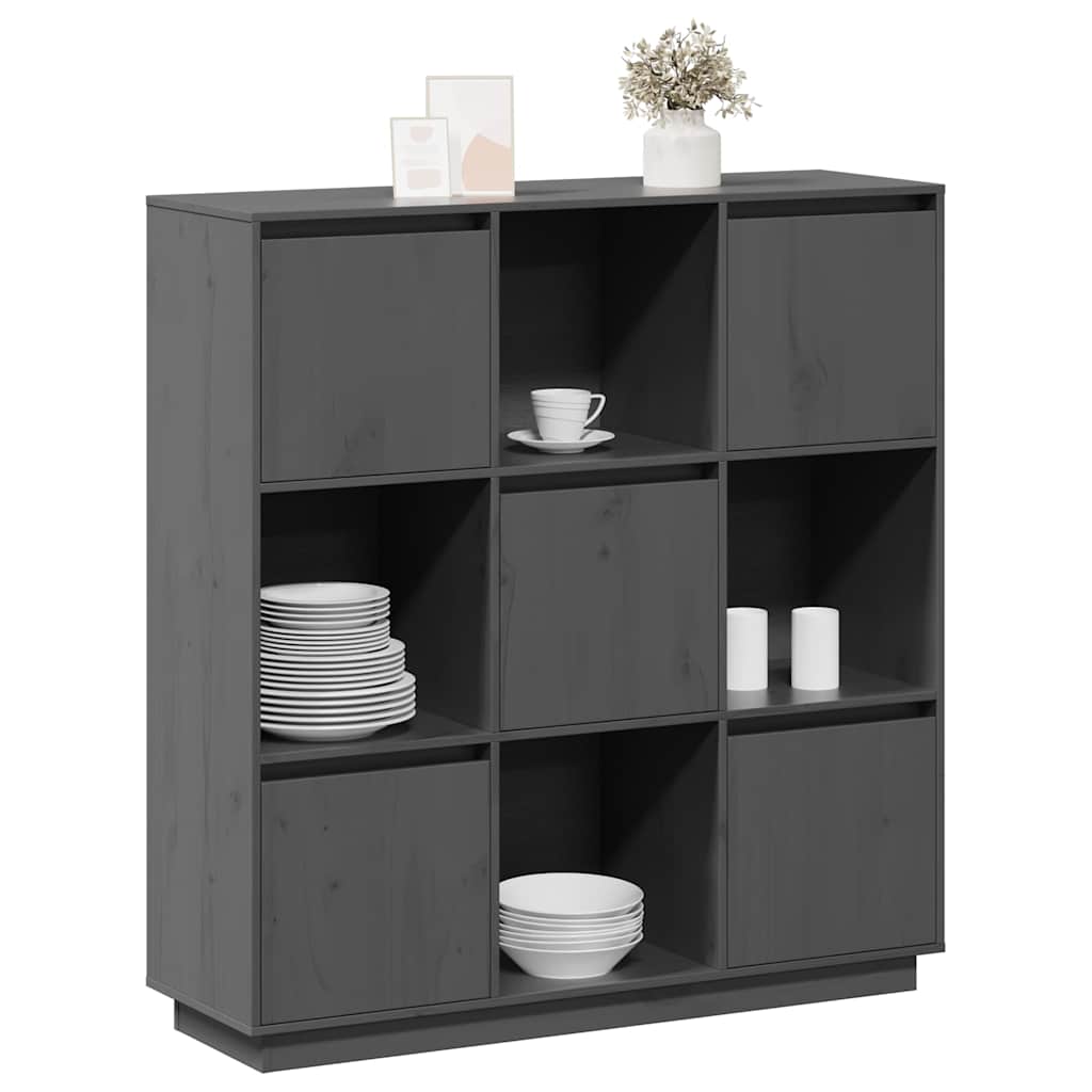 Highboard Grey 110,5x35x117 cm Solid Wood Pine