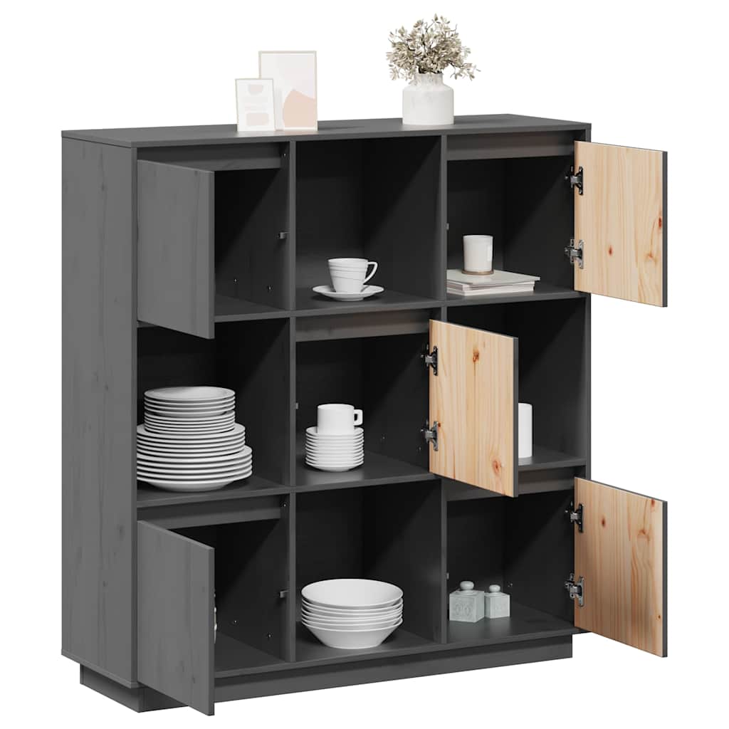 Highboard Grey 110,5x35x117 cm Solid Wood Pine
