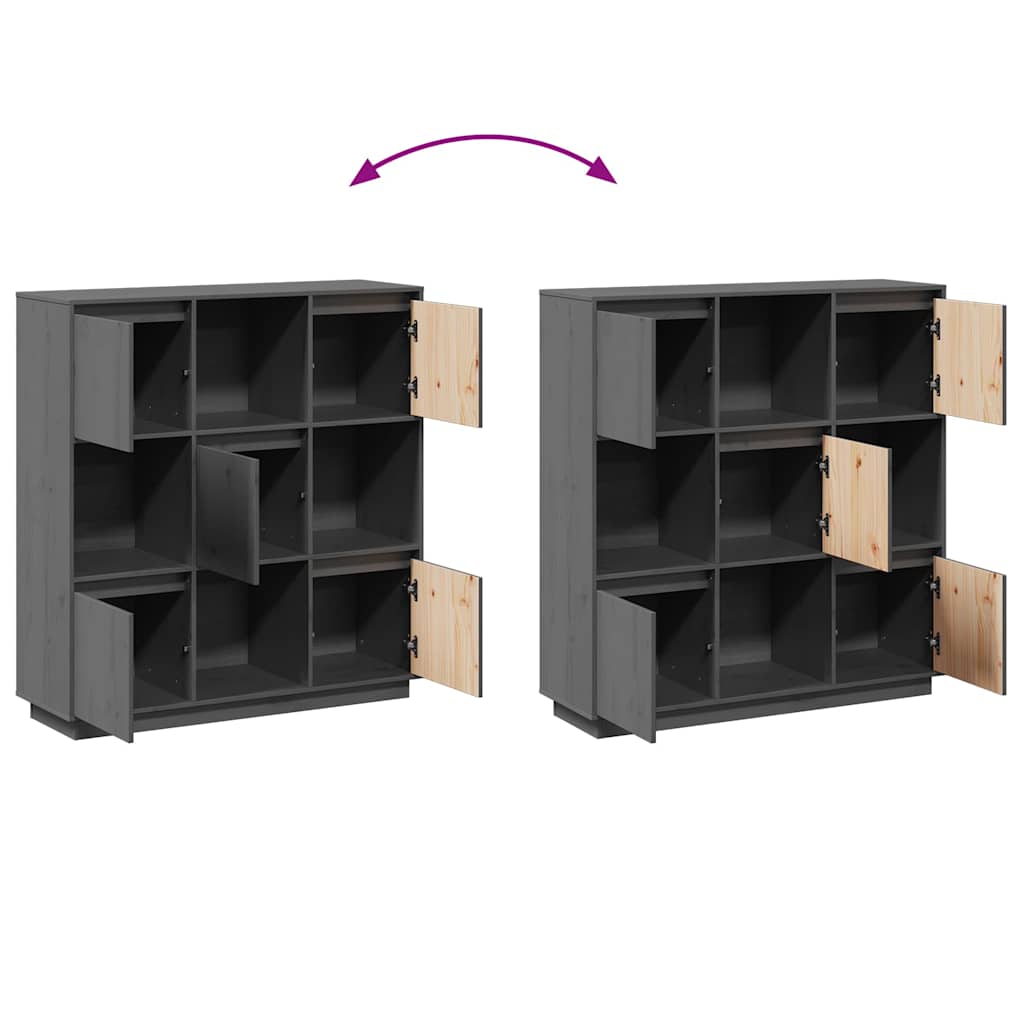 Highboard Grey 110,5x35x117 cm Solid Wood Pine