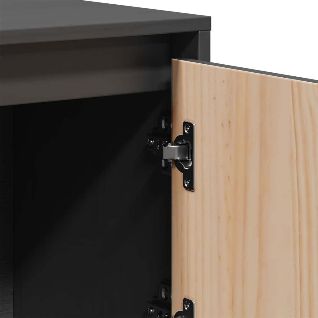 Highboard Grey 110.5x35x117 cm Solid Wood Pine