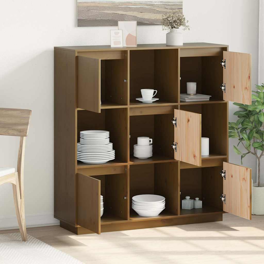 Highboard Honey Brown 110,5x35x117 cm Solid Wood Pine