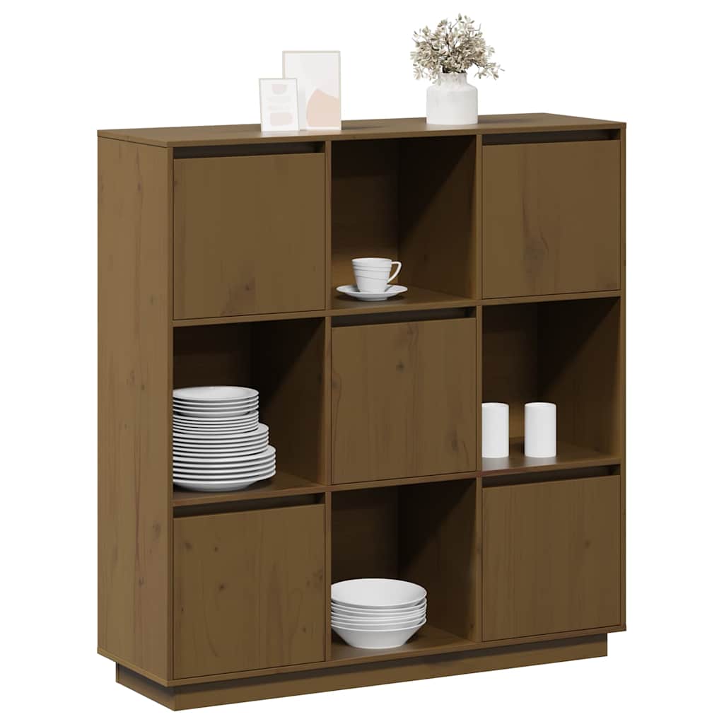 Highboard Honey Brown 110,5x35x117 cm Solid Wood Pine