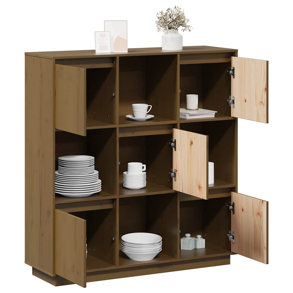 Highboard Honey Brown 110,5x35x117 cm Solid Wood Pine