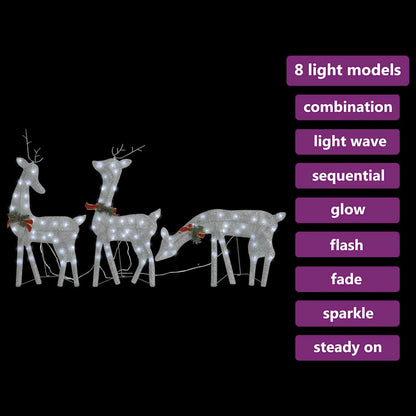 Christmas Reindeer Family 270x7x90 cm Silver Cold White Mesh