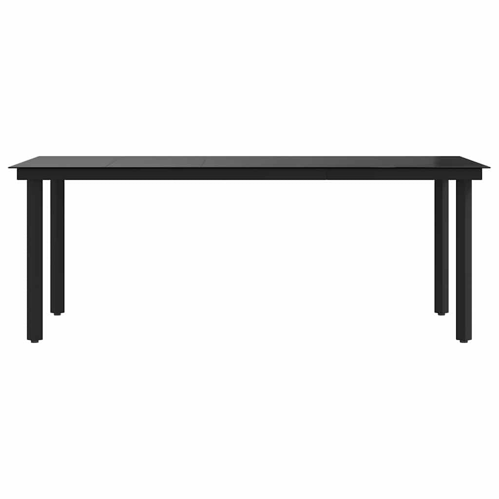 Garden Dining Table Black 200x100x74 cm Steel and Glass
