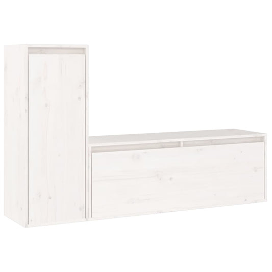 TV Cabinets 2 pcs White Solid Wood Pine