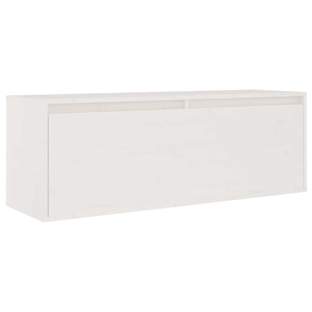 2 Piece TV Cabinet Set White Solid Wood Pine