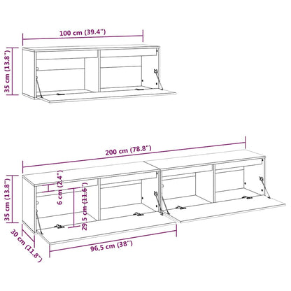 3 Piece TV Cabinet Set White Solid Wood Pine