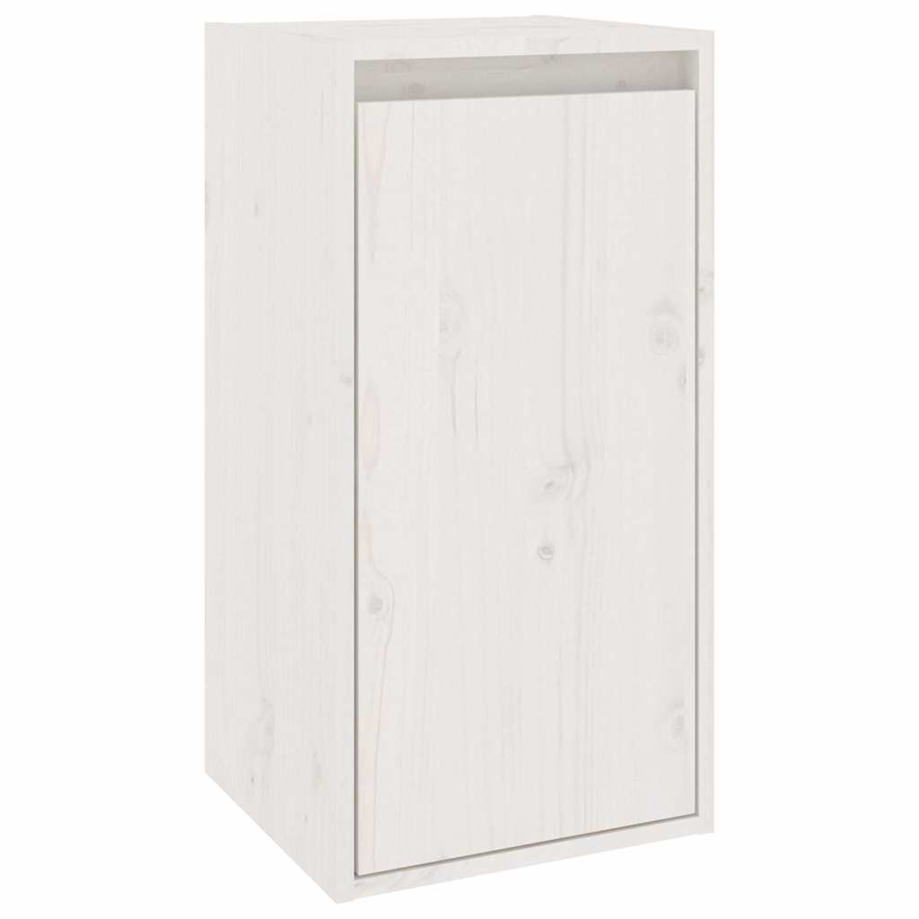 2 Piece TV Cabinet Set White Solid Wood Pine