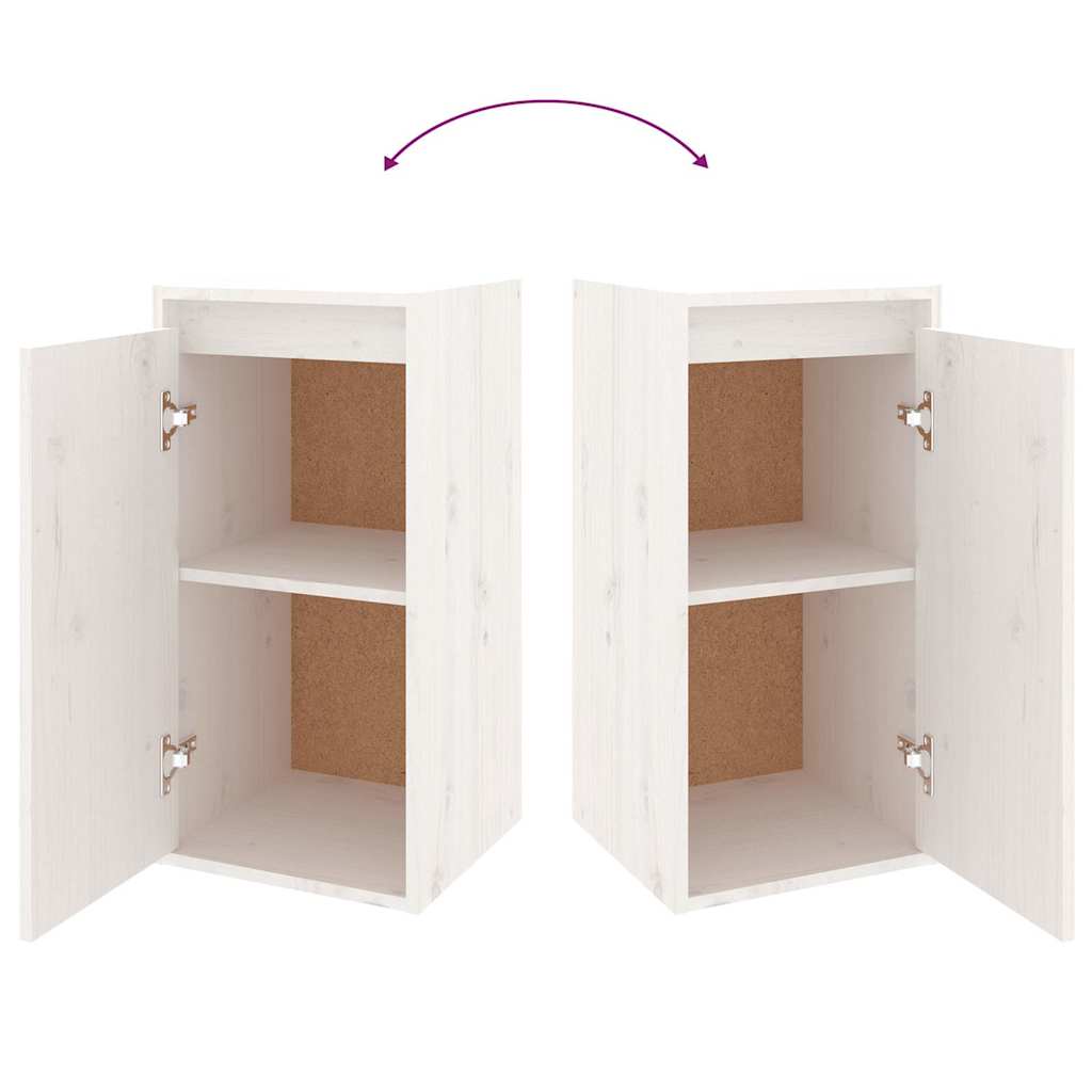 2 Piece TV Cabinet Set White Solid Wood Pine