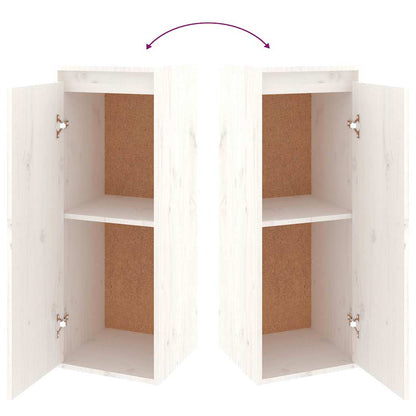 2 Piece TV Cabinet Set White Solid Wood Pine