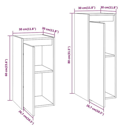 2 Piece TV Cabinet Set White Solid Wood Pine