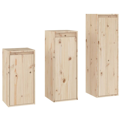 TV Cabinets 3 pcs Solid Wood Pine