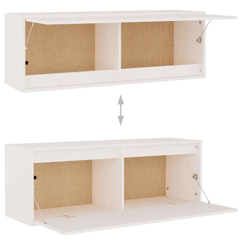 6 Piece TV Cabinet Set White Solid Wood Pine