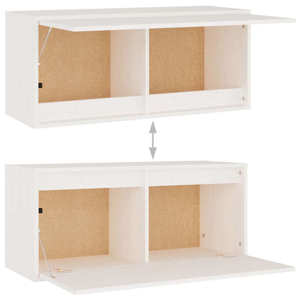 8 Piece Wall-mounted TV Cabinet Set White Solid Wood Pine