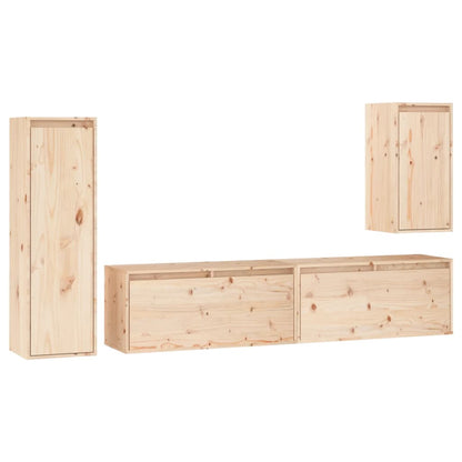 TV Cabinets 4 pcs Solid Wood Pine