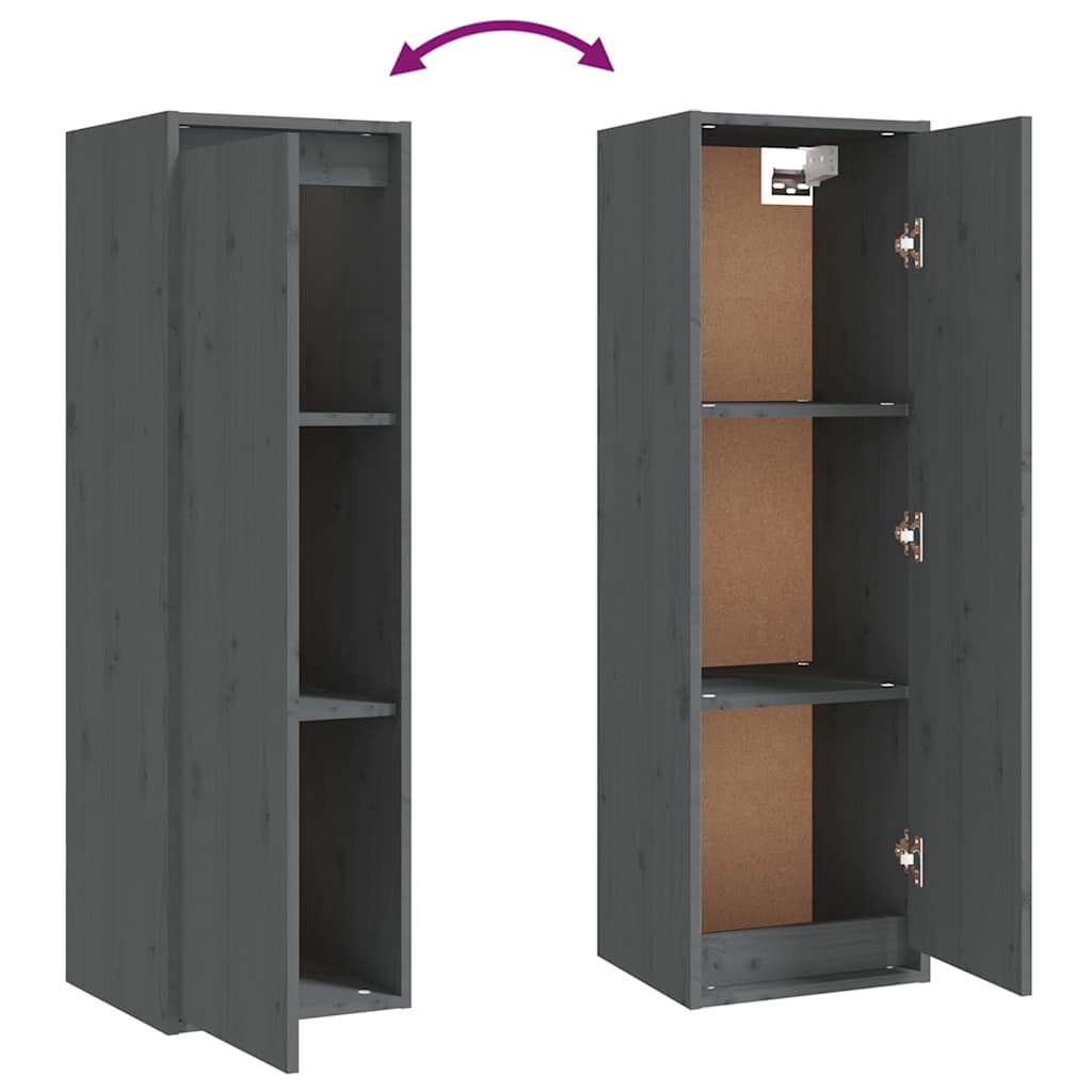 4 Piece TV Cabinet Set Grey Solid Wood Pine