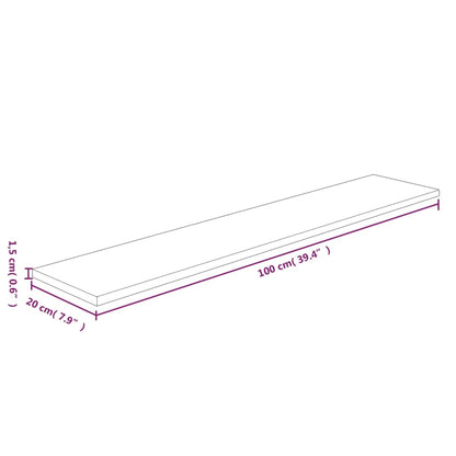 Shelf Board 100x20x1.5 cm Untreated Solid Wood Oak