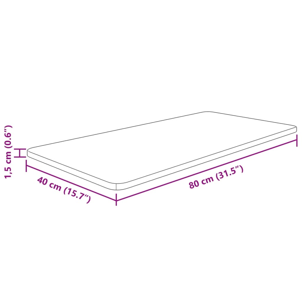 Bathroom Countertop 80x40x1.5 cm Untreated Solid Wood