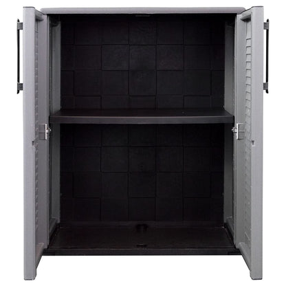 Garden Storage Cabinet Grey and Black 68x37x84 cm PP