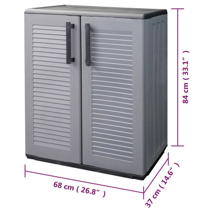 Garden Storage Cabinet Grey and Black 68x37x84 cm PP