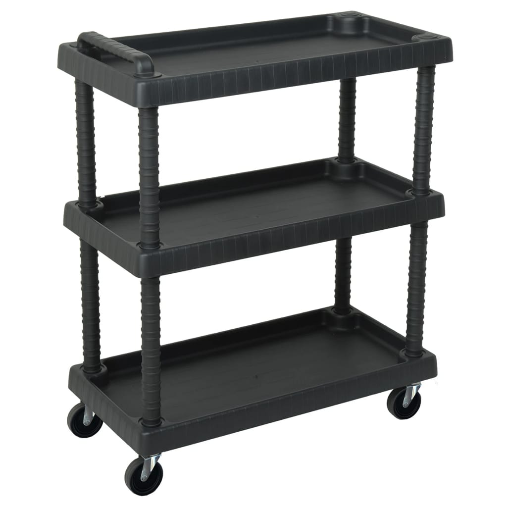 151828 vidaXL 3-Tier Workshop Tool Trolley Black 75x37,5x92 cm PP